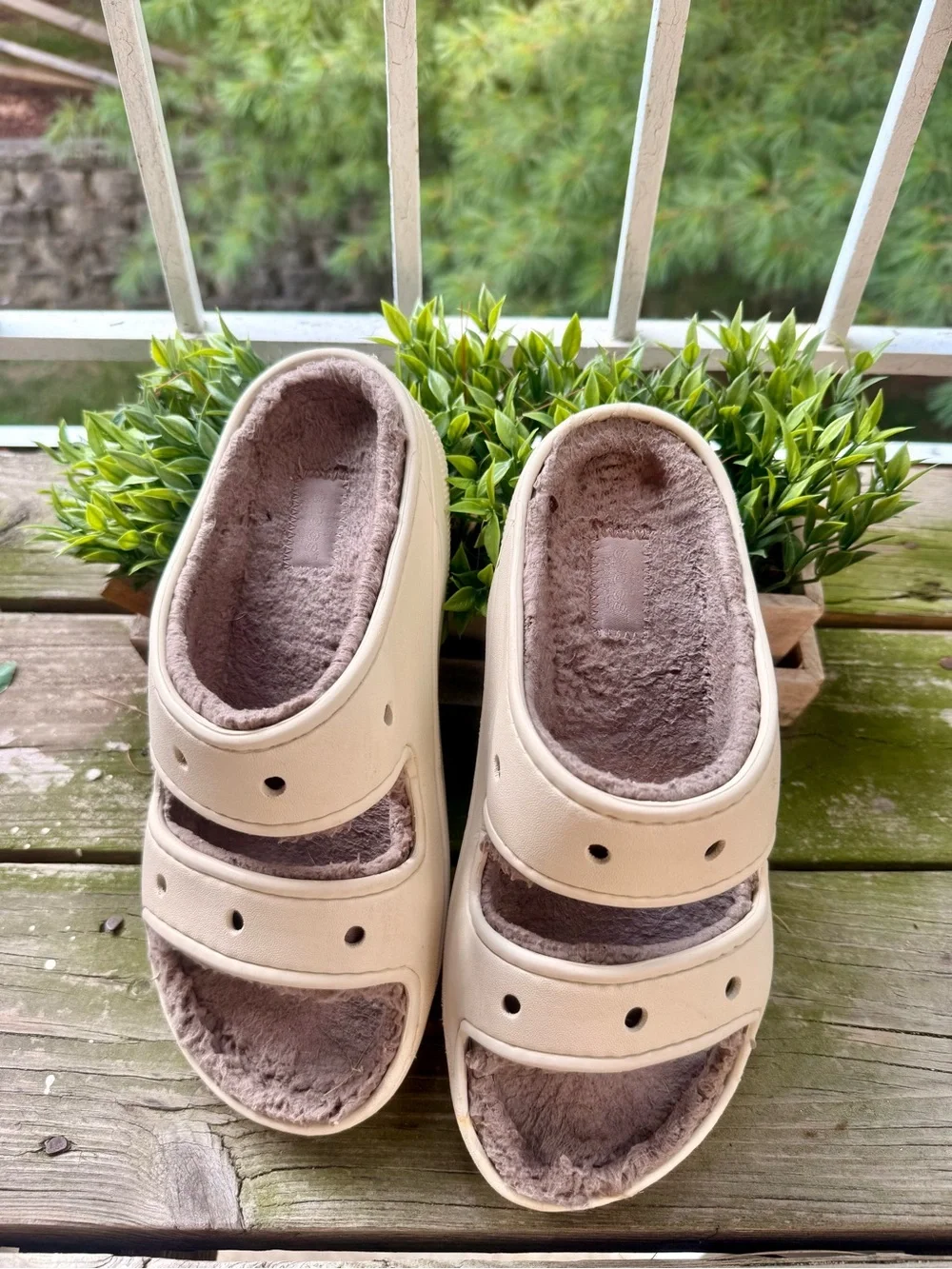 Warm Beige Crocs Slides – Size W8/M6
